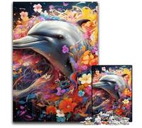 Puzzle di delfini da 1000 pezzi per adulti, puzzle in legno, regalo perfetto per l'arredamento della casa e per il divertimento delle feste, 50x75CM/19,68x29,52 pollici