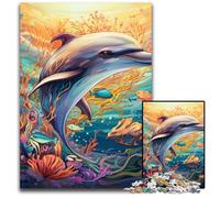 Puzzle di delfini da 1000 pezzi per adulti, puzzle in legno, regalo perfetto per l'arredamento della casa e per il divertimento delle feste, 50x75CM/19,68x29,52 pollici