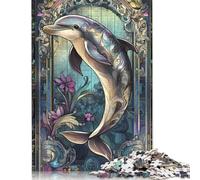 Puzzle di delfini, giocattoli di decompressione, puzzle rettangolare di carta per bambini e adulti dai 12 anni in su, regali di Natale 1000 pezzi (75x50 cm)
