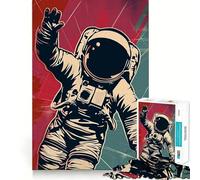 Puzzle di difficile completamento con poster di astronauta in stile retrò per adulti, 1000 pezzi, gioco di logica e abilità per tutta la famiglia, taglio preciso, oggetto da collezione (50x75cm)