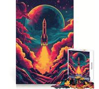Puzzle di difficile costruzione "Lancio di un razzo nello spazio" per adulti, 1000 pezzi, ideale per chi ama la memoria, la tranquillità e la calma, con taglio liscio e classico (50x75cm)