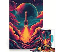 Puzzle di difficile costruzione "Lancio di un razzo nello spazio" per adulti, 1000 pezzi, ideale per chi ama la memoria, la tranquillità e la calma, con taglio liscio e classico (50x75cm)