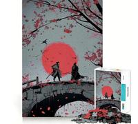 Puzzle di difficile risoluzione "Duello Samurai Ponte di Pietra" per adulti, 1000 pezzi, gioco di logica fine, divertente e rilassante, bordi precisi, regalo pensato (50x75cm)