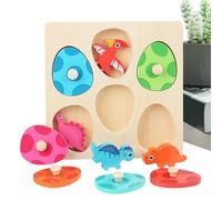 Puzzle Di Dinosauri In Legno, Gioco Di Educativi 6,89x6,89x0,63 Pollici | Gioco Di Abbinamento Colori, Divertente Sviluppo Del Mano-occhio Per Bambini, Ragazzi, Ragazze, Scuola