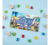 Puzzle Di Dinosauri In Legno. Impara Le Forme. Puzzle Educativo Sui Dinosauri,