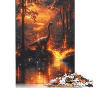Puzzle di dinosauri nella foresta di fuoco per adulti, puzzle da 1000 pezzi per adolescenti dai 12 anni in su, regali per la vigilia di Natale, 1000 pezzi (75x50 cm)