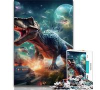 Puzzle di dinosauri nella notte stellata da 1000 pezzi per adulti, difficile da completare ma divertente e umoristico gioco educativo per il compleanno (38x26cm)