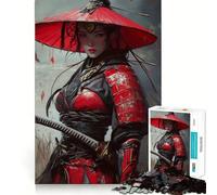 Puzzle di donna samurai rossa con katana per adolescenti, 1000 pezzi, gioco intelligente antistress, bordi affilati, regalo di compleanno (50x75cm)