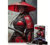 Puzzle di donna samurai rossa con katana per adolescenti, 1000 pezzi, gioco intelligente antistress, bordi affilati, regalo di compleanno (50x75cm)