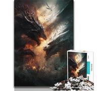 Puzzle di draghi di ghiaccio e fuoco per adulti e adolescenti, difficili da completare ma divertenti e divertenti come regalo di compleanno, regali, decorazioni murali (75x50cm)