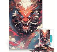 Puzzle di drago al neon colorato in stile anime per adolescenti, 1000 pezzi, per rafforzare la memoria, alleviare lo stress e creare un'opera d'arte da parete con bordi netti (50x75cm)