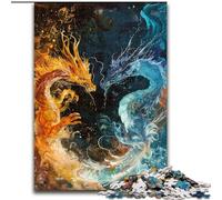 Puzzle di drago di ghiaccio e fuoco per adolescenti 1000 pezzi, modelli da assemblare, ideali come regalo per tutta la famiglia, adatti per bambini dai 14 anni in su (26x38cm)
