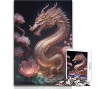 Puzzle di drago in fiore di ciliegio da 1000 pezzi per adolescenti, gioco di apprendimento consapevole e divertente, celebrazioni gioiose, dimensioni 38x52cm