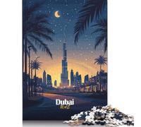 Puzzle di Dubai Skyline di notte Puzzle rettangolare in carta rigida difficile per adulti e bambini Regalo di Natale unico 1000 pezzi (75x50 cm)