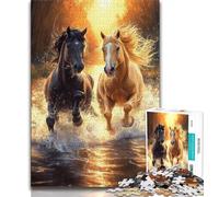 Puzzle di due cavalli per adolescenti, puzzle da 1000 pezzi, antistress, sfida difficile, decorazioni e regali unici per la casa, 38x26cm