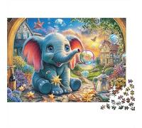 Puzzle di elefante volante 1000 pezzi Puzzle di libreria magica gioco stimolante Imparare divertendosi cartone riciclato 100% decorazione interna 70x50cm/1000 pezzi
