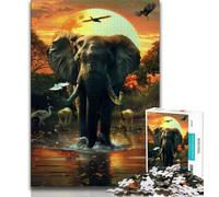 Puzzle di elefanti africani da 1000 pezzi per adolescenti, regali, giochi educativi, decorazioni per la casa, ideali come regalo per tutta la famiglia (50x75cm)