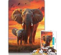 Puzzle di elefanti africani per adolescenti da 1000 pezzi, gioco stimolante e gioco per famiglie con pezzi completamente interconnessi di forma casuale, 38x26cm