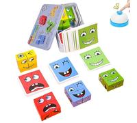 Puzzle di Espressione del Viso in Legno, Giocattolo con Espressioni in Legno, Cubo di Rubik, Puzzle in Legno per Bambini, Educativi a Cubo che Cambiano Faccia, Giochi Legno Montessori, con Campana