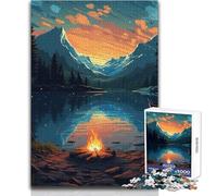 Puzzle di falò, natura e paesaggio per adolescenti, 1000 pezzi, risoluzione dei problemi, divertimento educativo, meravigliosa opzione regalo premurosa, dimensioni 50x75cm
