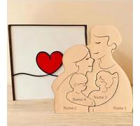 Puzzle Di Famiglia In Legno Personalizzato, Puzzle Di Persone Personalizzati Con 2-5 Nomi, Tema "Siamo Una Famiglia", Regali Di Compleanno For La Festa Del Papà E Della Mamma, Ornamenti For La Casa(4