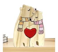 Puzzle di famiglia orso di legno,Puzzle di famiglia in legno, simpatico orso del fumetto con sciarpa e cuore, centro tavolo creativo in legno, puzzle artistico, scultura di Natale, decorazione di ma
