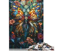Puzzle di farfalle in vetro colorato, 100% carta riciclata, puzzle rettangolare per bambini adulti, regalo di Natale, 1000 pezzi (75x50 cm)