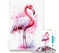 Puzzle di fenicotteri ad acquerello per adulti,1000 pezzi,gioco stimolante per la mente,dimensioni uniformi,pezzi precisi,ideale da portare in viaggio,gioco per allenare la mente,regalo (50x75cm)