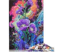 Puzzle di fiori astratti colorati, stimolante e stimolante, in cartone riciclato al 100%, per adulti e adolescenti, regalo di compleanno, 1000 pezzi (26x38 cm)