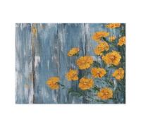 Puzzle di fiori di calendule primaverili per adulti, 500 pezzi, puzzle in legno rustico con fiori rustici, decorazione creativa stampata in campagna