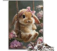 Puzzle di fiori di coniglietto per adulti e adolescenti, puzzle di gioco impegnativo, ogni pezzo è unico - gioco stimolante e divertente per tutta la famiglia (70x100cm)