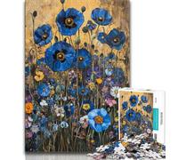 Puzzle di fiori di papavero blu da 1000 pezzi per adolescenti, aiuta il cervello a esercitare giocattoli avvincenti per coltivare la pazienza e l'interazione genitore-figlio (75x50cm)