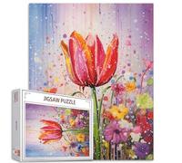 Puzzle di fiori di tulipano per adulti, 1000 pezzi, puzzle astratto floreale con fiori artistici colorati fai da te puzzle per la decorazione della casa, regali per la famiglia, puzzle perfetto per