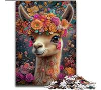 Puzzle di fiori e alpaca per adolescenti, 1000 pezzi, giochi rilassanti, ideale come regalo per tutta la famiglia (26x38cm)