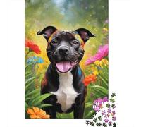 Puzzle di fiori e cani, decorazione unica per la casa, puzzle in cartone riciclato al 100% per adulti, regali di Natale, 1000 pezzi (38x26 cm)