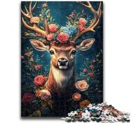 Puzzle di fiori e cervi per adulti e adolescenti, 1000 pezzi, giocattolo educativo intellettuale decomprimente, adatto per la decorazione della scrivania (50x75cm)