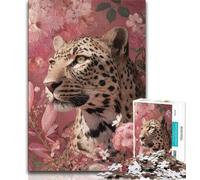 Puzzle di fiori e leopardi per adolescenti, puzzle da 1000 pezzi per adolescenti, aiuta il cervello a esercitare i giocattoli avvincenti per coltivare la pazienza, un'opera d'arte (38x26cm)