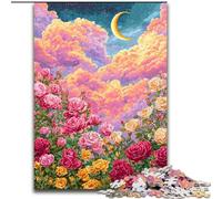 Puzzle di fiori e luna per adolescenti, puzzle da 1000 pezzi, gioco per famiglie, antistress, sfida difficile, regalo per amici e parenti (50x75cm)