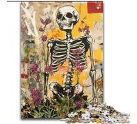 Puzzle di fiori e teschi in stile Basquiat per adolescenti, gioco educativo e stimolante per compleanni e Natale (26x38cm)