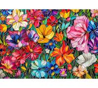 Puzzle di fiori in vetro colorato per adulti 1000 pezzi, puzzle da giardino floreale colorato, puzzle di piante d'arte