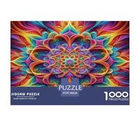 Puzzle di fiori Mandala, regalo per uomini e donne, 1000 pezzi, mandala sfumato con design a vortice di petali, attività per tutta la famiglia, decorazione da parete per la casa, 38x26 cm/1000 pezzi