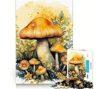 Puzzle di funghi ad acquerello,1000 pezzi,gioco di concentrazione mentale,design a incastro preciso,sfida interattiva per il cervello per la casa (38x52cm)