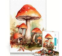 Puzzle di funghi ad acquerello,1000 pezzi,gioco di concentrazione mentale,taglio di precisione,bordi lisci,gioco significativo per costruire connessioni (38x26cm)