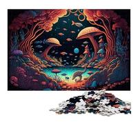Puzzle di funghi magici per adulti, puzzle in legno da 1000 pezzi per adulti, rompicapo impegnativo per adolescenti, divertente serata di giochi in famiglia 50x75CM/19,68x29,52 pollici