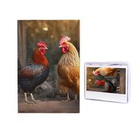 Puzzle di gallo e pollo, puzzle personalizzati per adulti, immagine personalizzata, con custodia, puzzle in legno, per decorazione della casa di famiglia (50 x 74,9 cm)