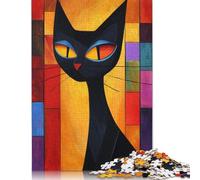Puzzle di gatti astratti colorati con immagini personalizzabili, puzzle in cartone riciclato al 100% per adulti, regalo di Natale unico, 1000 pezzi (75x50 cm)