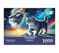 Puzzle di gatti carini per adulti dai 14 ai 99 anni: gioco educativo con percorso arcobaleno di gatti e leoni per decorazioni e regali per la casa 70x50 cm/1000 pezzi
