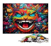 Puzzle di gatti dai colori psichedelici per adulti, puzzle in legno da 1000 pezzi per adulti, rompicapo impegnativo per adolescenti, divertente serata di giochi in famiglia 50x75CM/19,68x29,52 pollici