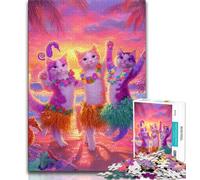 Puzzle di gatti danzanti per adolescenti, puzzle da 1000 pezzi, giocattolo educativo intellettuale decomprimente, regali di Babbo Natale segreto, 38x26cm