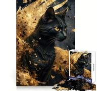 Puzzle di gatti e angeli neri e oro per adulti, 1000 pezzi, esercizio di ragionamento, svago rilassante, ad incastro, regalo stagionale (50x75cm)